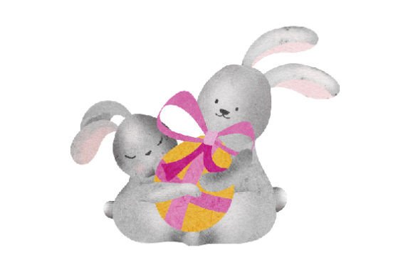 Download Two Bunnies Gifting Eggs - Watercolor - Gifting Collection